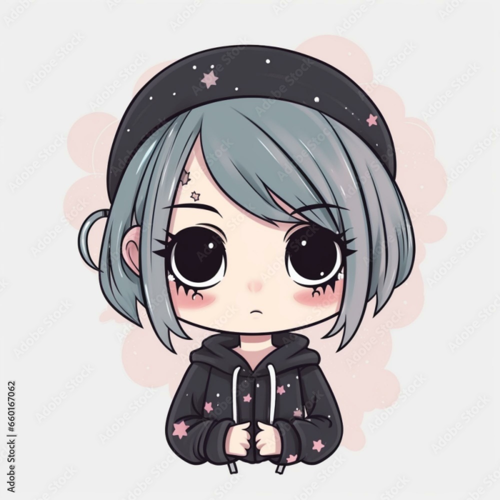Fototapeta premium Kawaii Emo Illustration