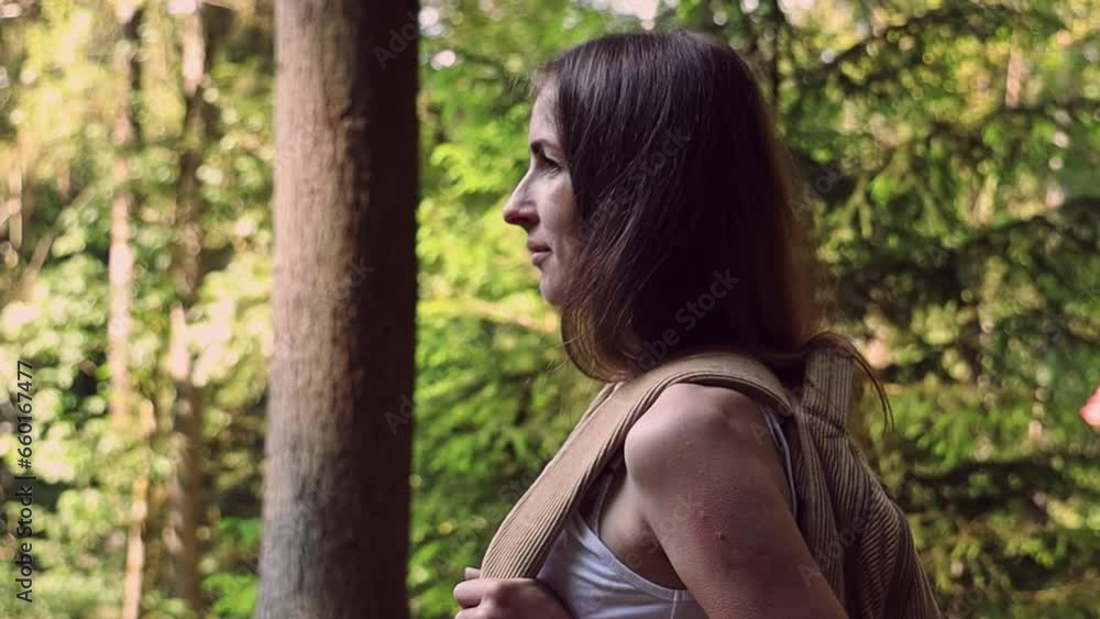 Woman admiring the mountain view. Woman admiring the mountain view.