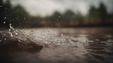 Water splash with bokeh background. Rainy weather concept.