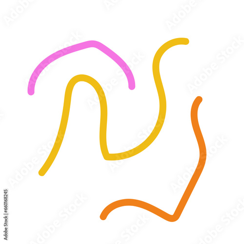 Pink yellow orange scribble squiggly lines vectors