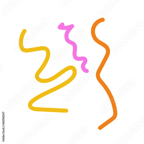 Pink yellow orange scribble squiggly lines vectors