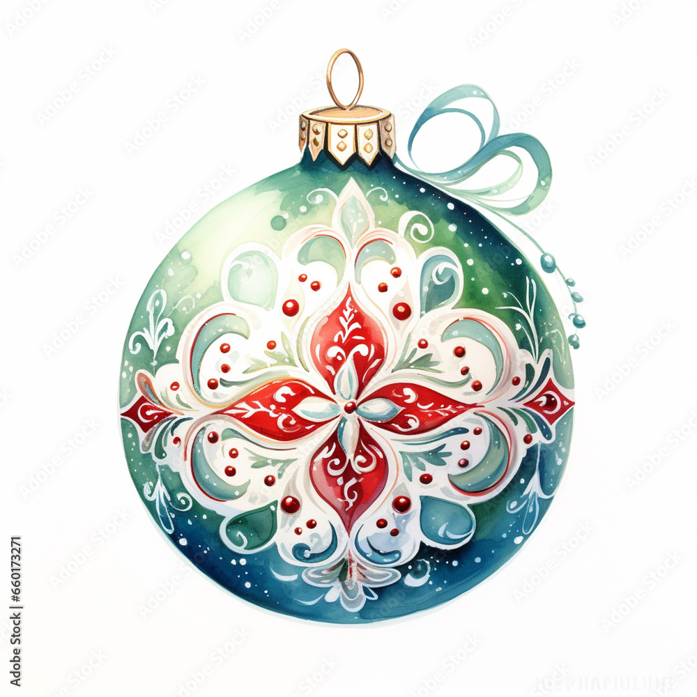 Fototapeta premium Christmas bauble isolated on a white background (generative ai)