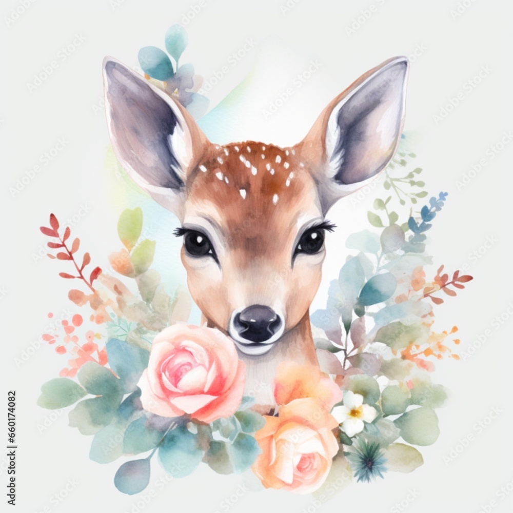 Fototapeta premium Deer Nursery Illustration