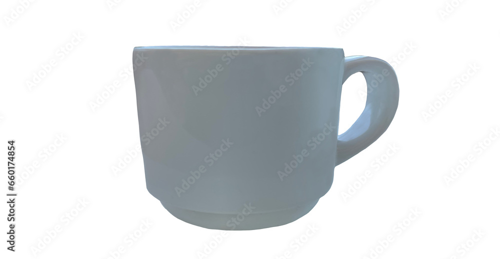 An isolated ceramic cup against a blank background - head on view An isolated ceramic cup against a blank background - head on view