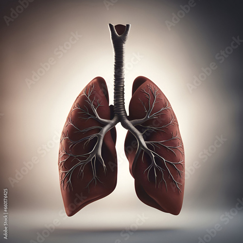 Human lungs anatomy on a gray background. 3d render illustration.