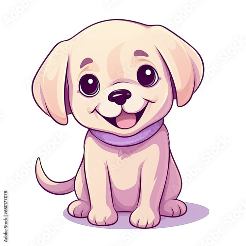 Labrador puppy - Kawaii cute cartoon dog illustration. Isolated on white transparent background