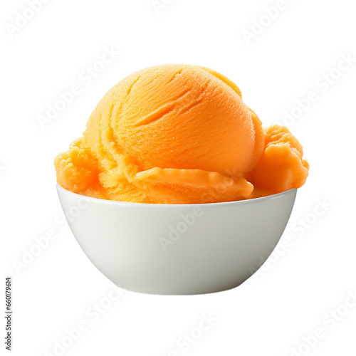 orange sorbet isolated on white background, ai generated