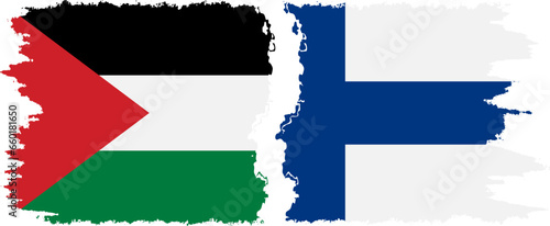 Finland and Palestine grunge flags connection vector