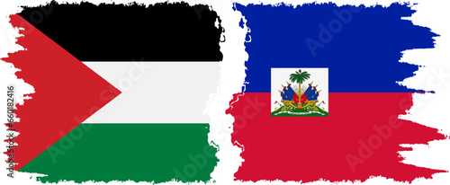 Haiti and Palestine grunge flags connection vector photo