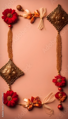 Frame of jewelry on a pink background. Top view. Copy space.