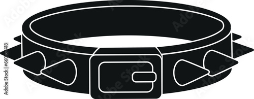 Cartoon Black and White Illustration Vector Of A Choker Dog Collar Necklace with Spikes On