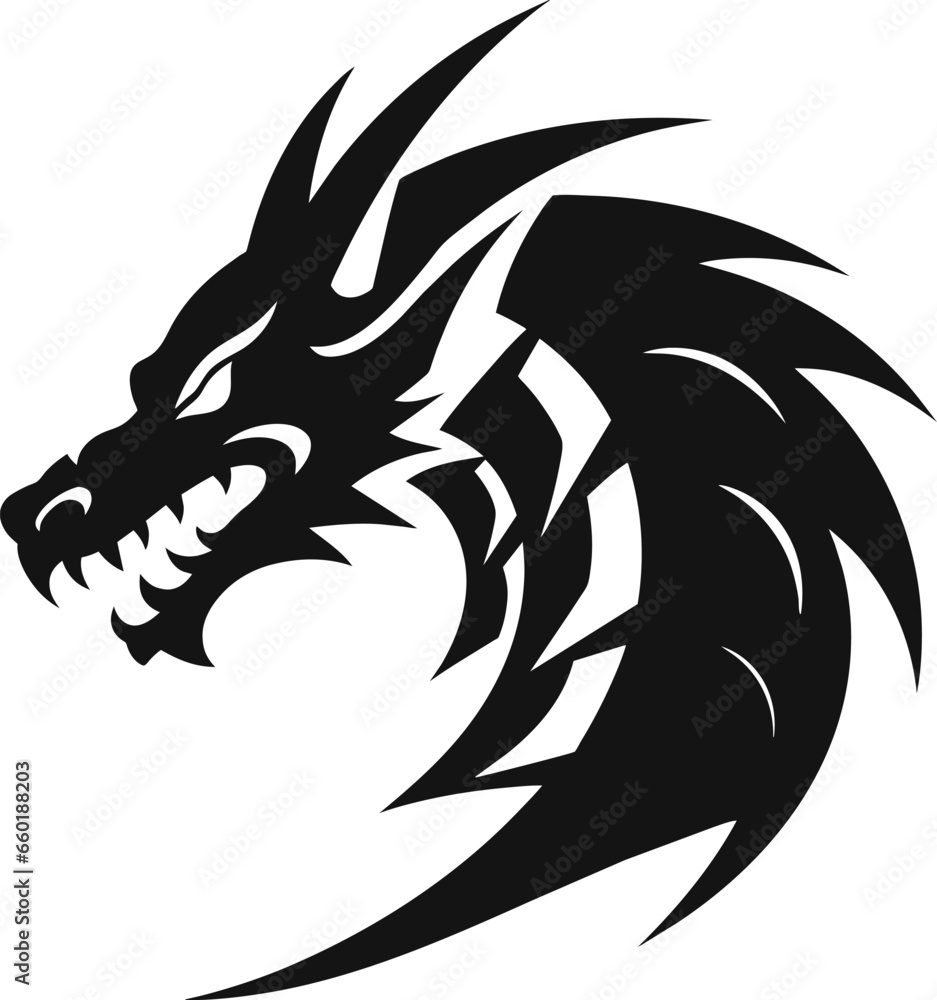 dragon icon vector. head of dragon silhouette dragon icon vector. head of dragon silhouette