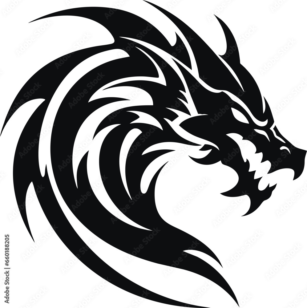 Fototapeta premium dragon icon vector. head of dragon silhouette