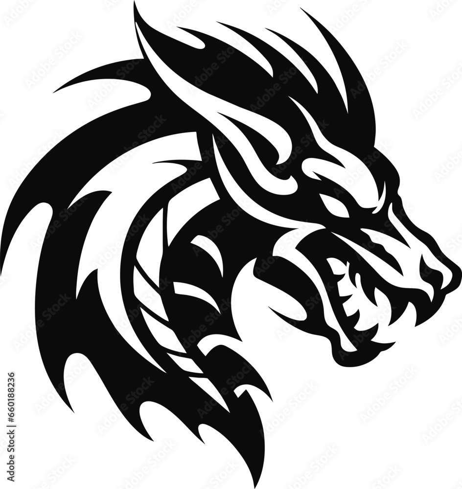 Traditional Chinese Dragon black silhouette icon. Chinese Happy New Year 2024. Vector Illustration Traditional Chinese Dragon black silhouette icon. Chinese Happy New Year 2024. Vector Illustration