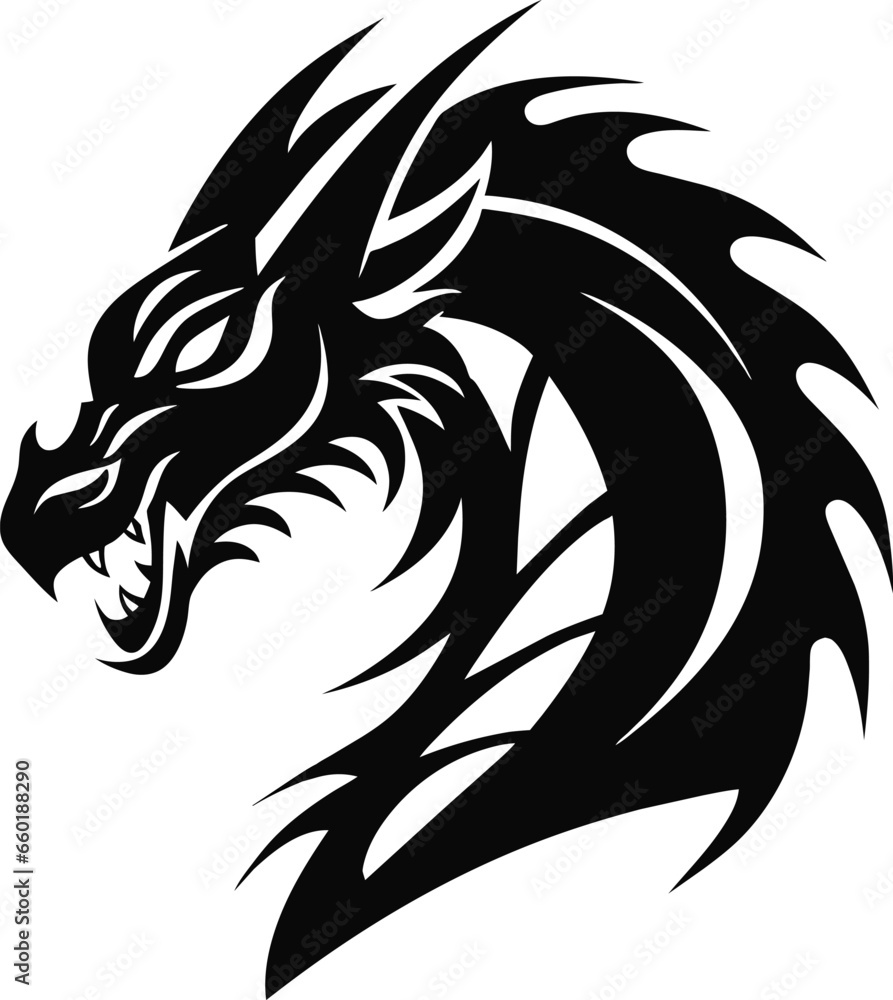 Naklejka premium Dragon Tattoo Mockup. Dragon T-shirt Print. Vector image