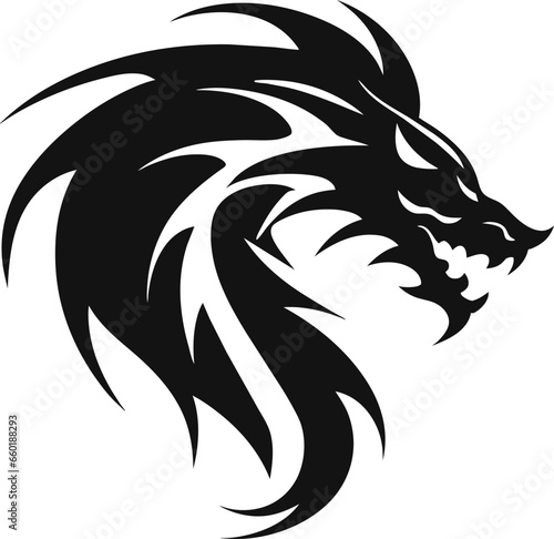 Dragon fantastic silhouette symbol mythology fantasy. Vector illustration.