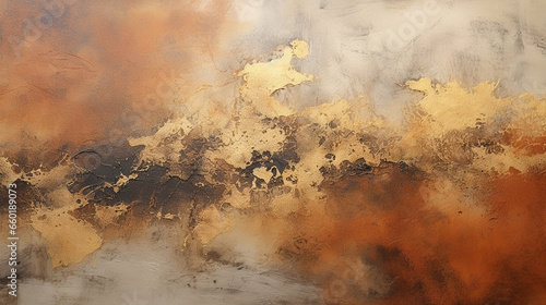abstrato panorâmico Tons terrosos, cobre e dourado