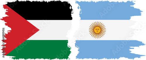 Argentina and Palestine grunge flags connection vector