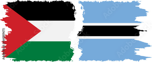Botswana and Palestine grunge flags connection vector