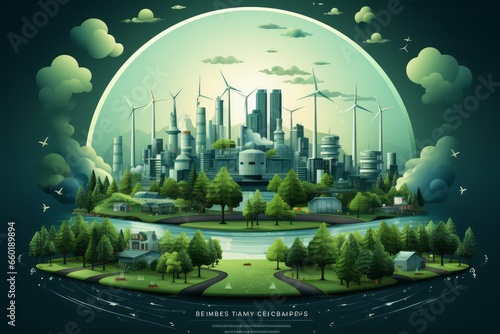 A concept art of green energy and eco friendly city. Green concept, Fantasy art © ThisaraDL