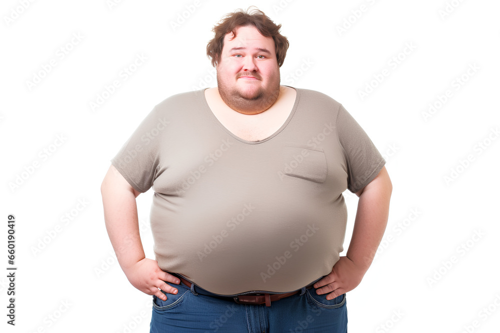 Fototapeta premium メタボを気にする白人男性