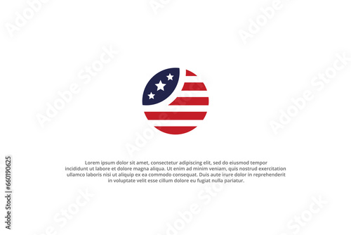 logo american flag circle red blue