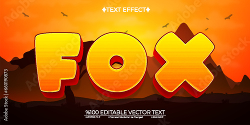 Cartoon Fox Editable Vector 3D Text Effect