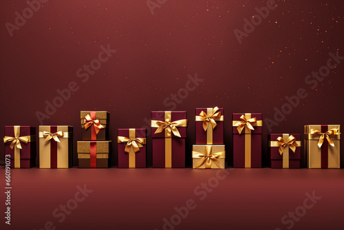 Burgundy And Gold Gifts Neatly Organized