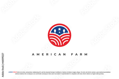 logo american flag circle farm