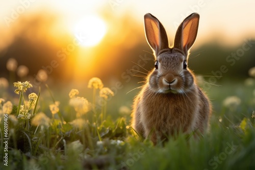 a rabbit in a field of grass