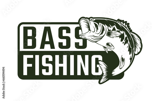 largemouth bass fishing logo design template