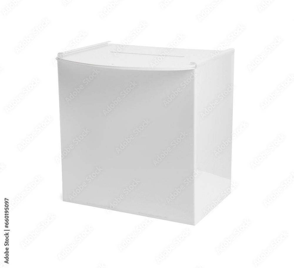One ballot box isolated on white. Election time