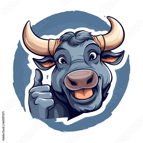 cute bull giving thumbs up cartoon vector icon