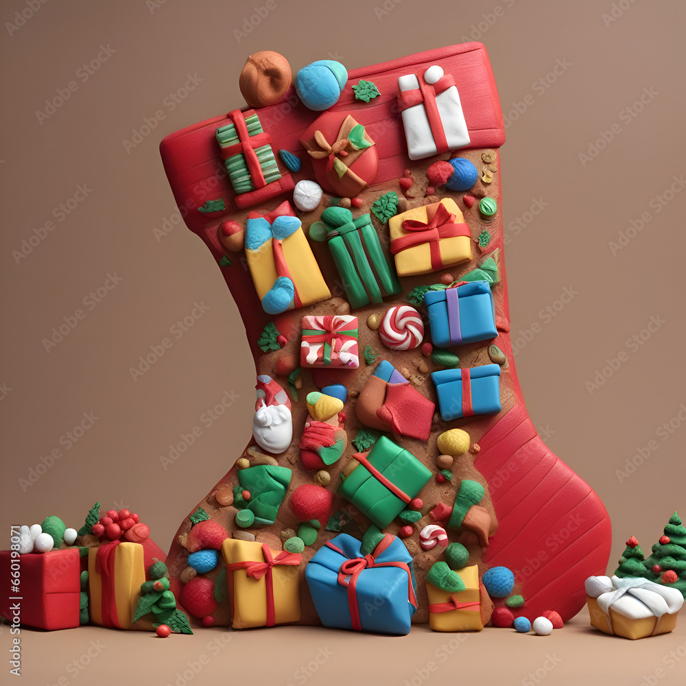Gingerbread in the form of a Christmas boot on a brown background