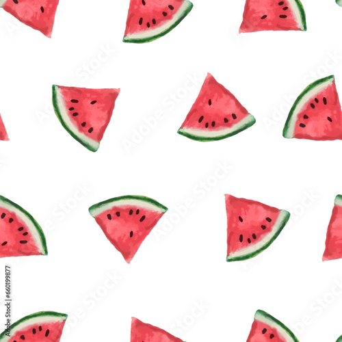 Fototapeta Naklejka Na Ścianę i Meble -  Seamless watermelons pattern on white background