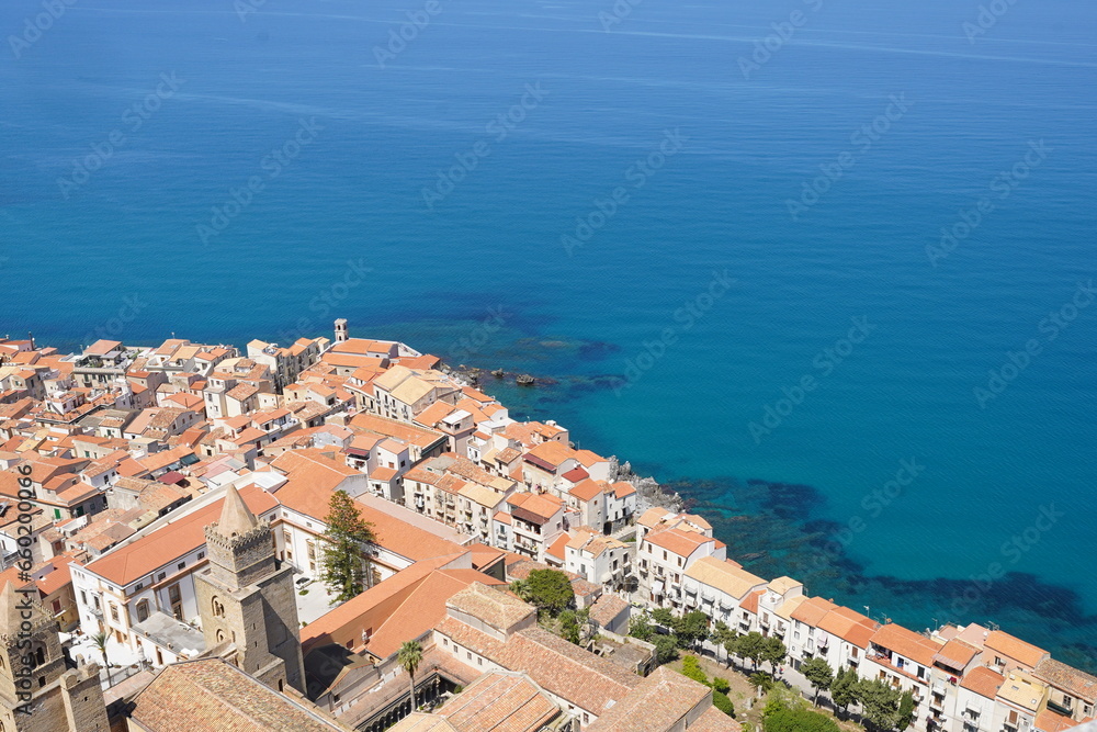 Aerial View of the Sea at Cefalù, Italy