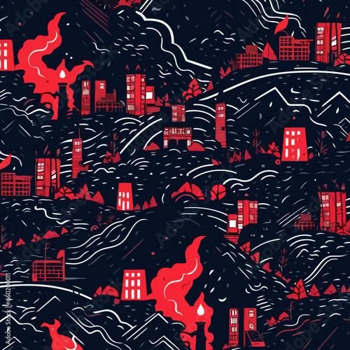 Destruction pattern, background, hand-drawn cartoon flat art Illustrations in minimalist vector style