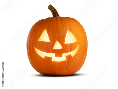 halloween pumpkin row isolated on white