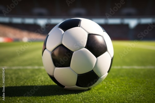 Soccer ball. Football victory concept. Background with selective focus and copy space