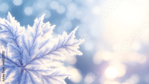 Beautiful background image of hoarfrost in nature close up. bokeh background © Mariana
