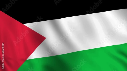 Diagonal waving Palestine Flag video background. Realistic Slow Motion Animation. 4K Loop Motion Graphics. Patriotism, Unity, Peace and Holiday Concept photo