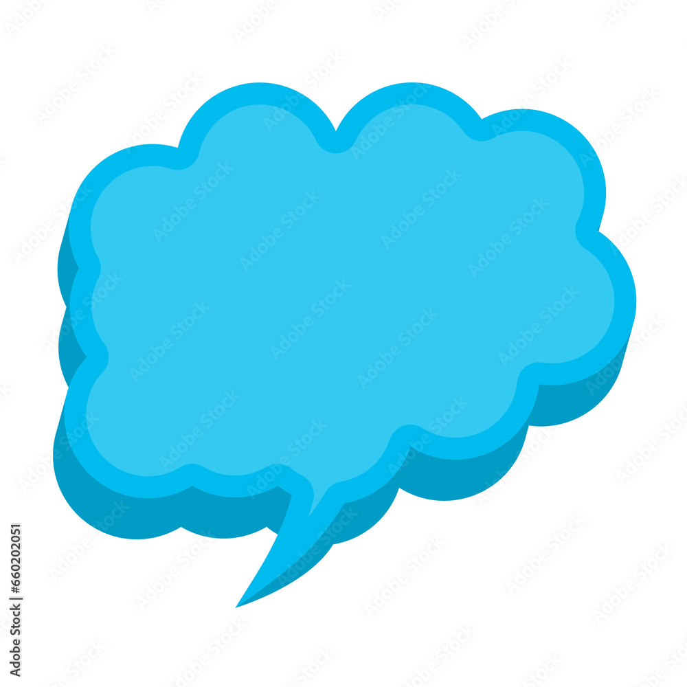 Vector illustration off blue chat bubble with cloud shape on transparent background (PNG). Creative 3D vector illustration Vector illustration off blue chat bubble with cloud shape on transparent background (PNG). Creative 3D vector illustration