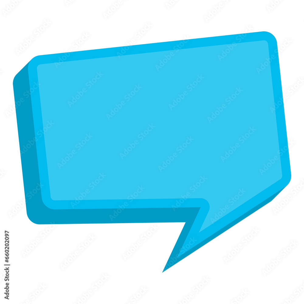 Vector illustration off blue chat bubble with rectangle shape on transparent background (PNG). Creative 3D vector illustration Vector illustration off blue chat bubble with rectangle shape on transparent background (PNG). Creative 3D vector illustration