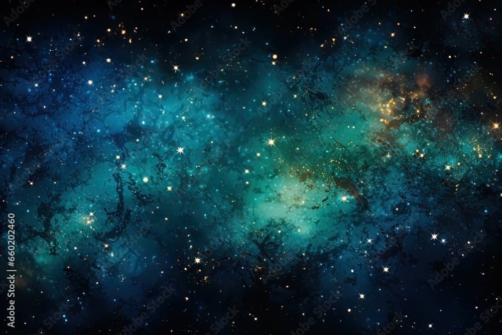 abstract cosmos background nebula galaxy milky way, universe in green and blue colors