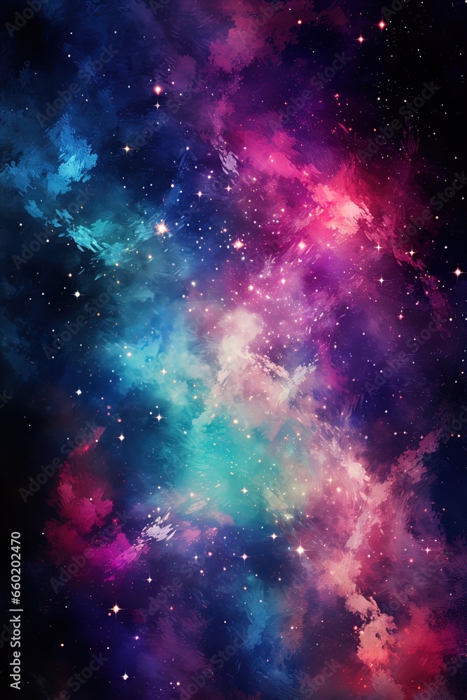 Obraz premium vertical abstract space background nebula galaxy milky way, bright universe with clouds and stars