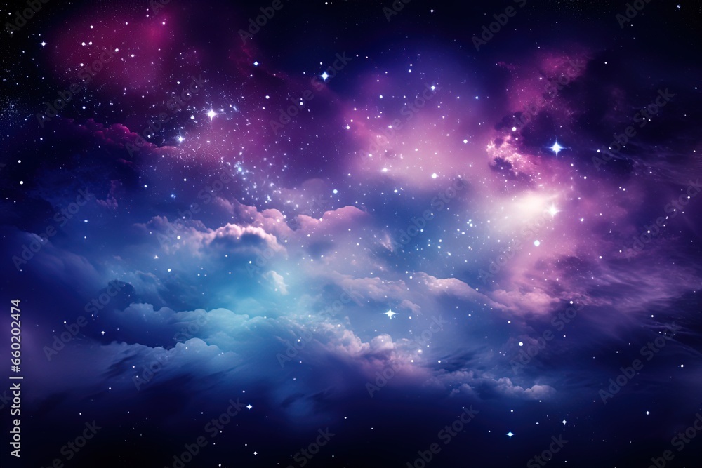abstract cosmos background nebula galaxy milky way, universe in blue and purple colors