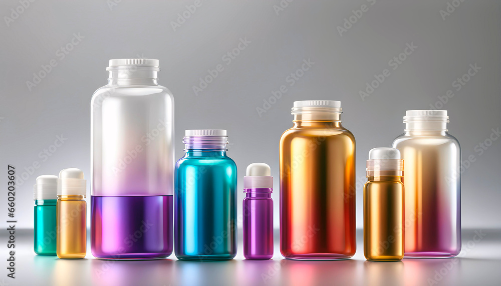 Medical capsule bottles isolated on transparent background and set of scattered capsules on white background. Medical capsule bottles isolated on transparent background and set of scattered capsules on white background.