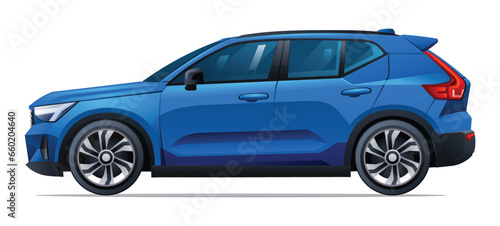 Car vector illustration. SUV car side view isolated on white background