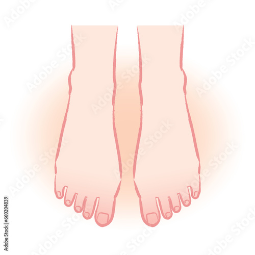 冷え性改善　ぽかぽかの足先のイラスト　温活