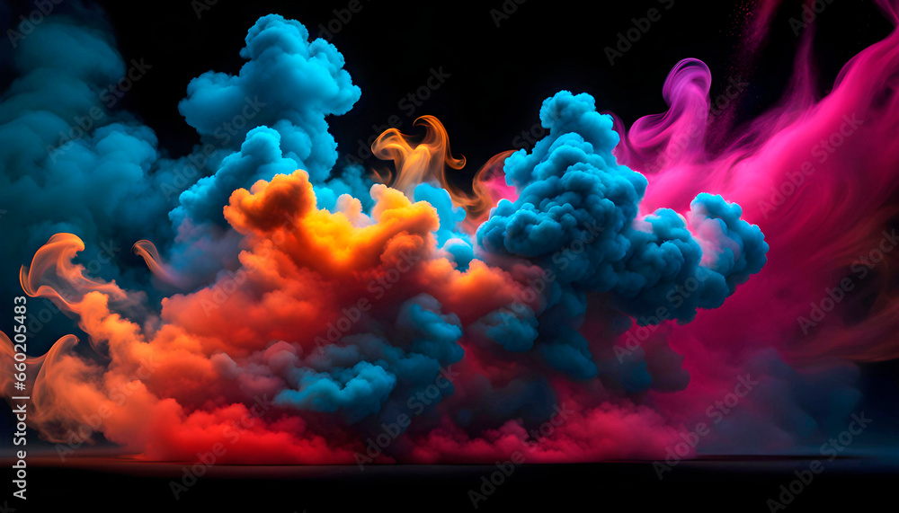 Fototapeta premium Abstract background of colored smoke on a black background